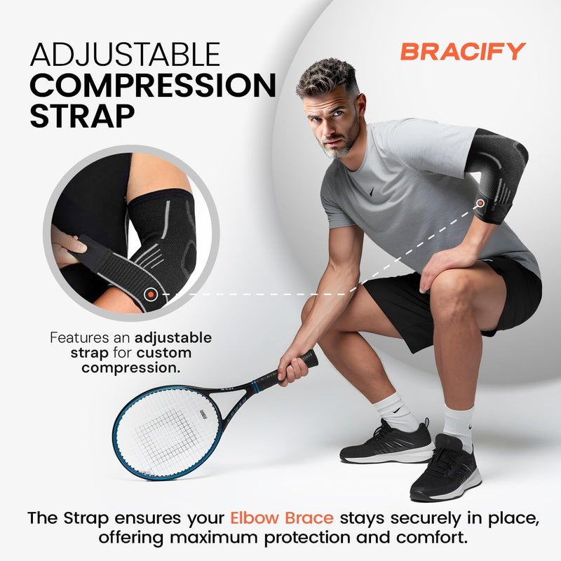 BRACIFY Elbow Brace for Tendonitis and Tennis Elbow for Women & Men, Arm Compression Sleeve for Arthritis, Workouts, Weightlifting, Reduce Joint Pain During Fitness Activity (XL) - Image 2
